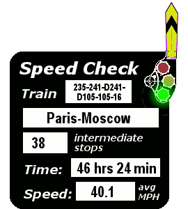 Train 235-241-D241-D105-105-16 [Paris-Moscow]: 38 stops, 46:24, 40.1 MPH