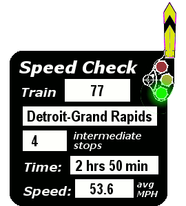 Train 77: 4 stops, 2:50, 53.6 MPH