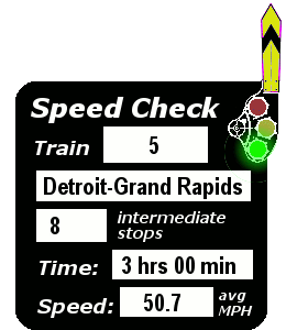 Train 5: 8 stops, 3:00, 50.7 MPH