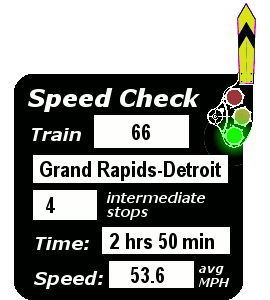Train 66: 4 stops, 2:50, 53.6 MPH