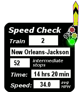 Train 2: 52 stops, 14:20, 34.0 MPH