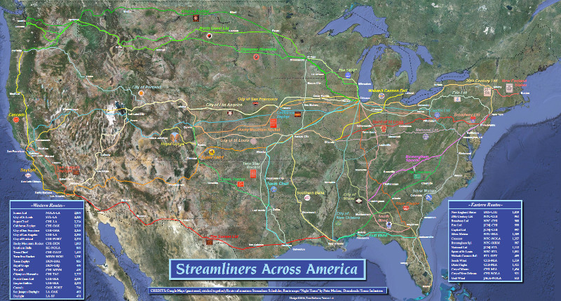 Layered map of Streamliners Across America